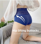 INTIMO SECRETS High Waist Cotton Briefs - V-Neck Lace Abdomen Control