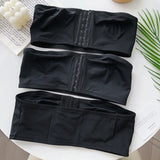 INTIMO SECRETS Women’s Black Removable Padded Ice Silk Traceless Strapless Bra – Wire-Free Seamless Underwear