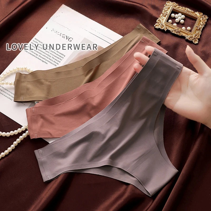 INTIMO SECRETS Seamless Ice Silk Thong – Ultra-Thin Low-Waist Panties for Women