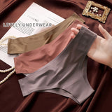 INTIMO SECRETS Seamless Ice Silk Thong – Ultra-Thin Low-Waist Panties for Women