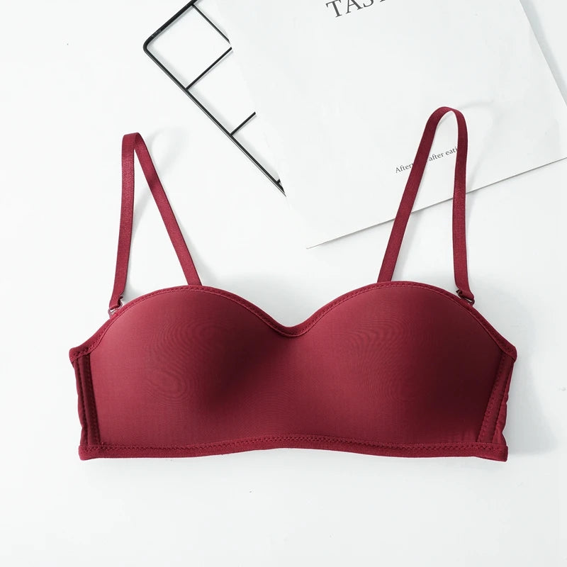 INTIMO SECRETS Women’s Invisible Strapless Bralette – 1/2 Cup Seamless Sexy Bra for Party & Wedding