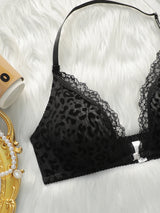 New Black leopard print front button bra sexy Lingerie lace leopard print thin double-layer women's underwear YS3099