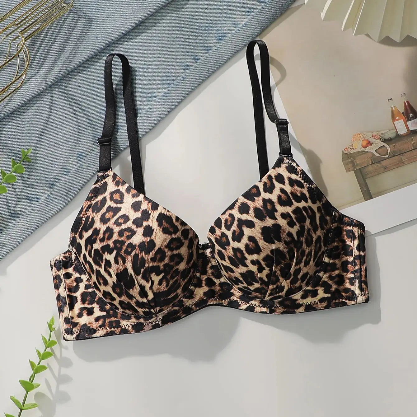 INTIMO SECRETS Leopard Print Push-Up Bra – B C Cup Comfortable
