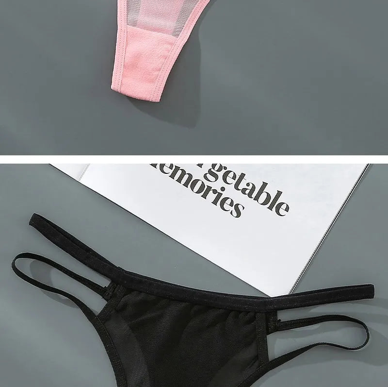 INTIMO SECRETS Transparent Hollow-Out G-String – Traceless Sexy Thong with Cotton Crotch