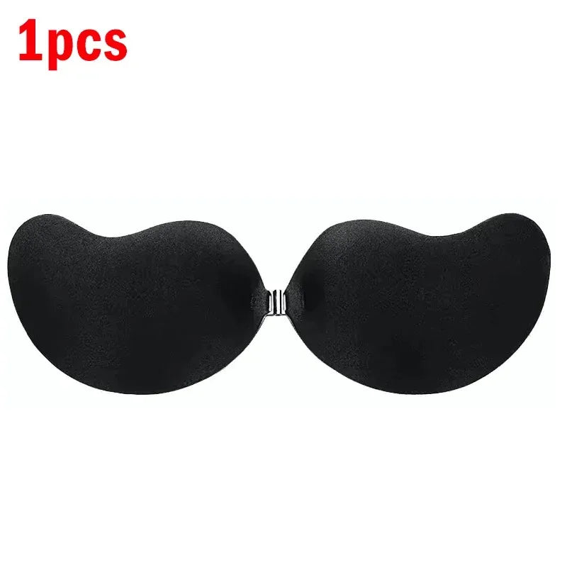 INTIMO SECRETS Women’s Invisible Push-Up Bra – Self-Adhesive Silicone Backless Strapless Bra