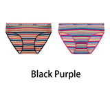 2PCS/Set Women Cotton Plus Size Panties M-4XL Comfort Underwear Sexy Colorful Rainbow Striped Lingerie Girls Cute Briefs NK608