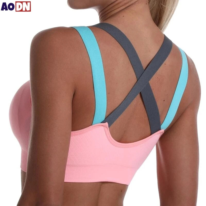 INTIMO SECRETS Cross-Back Wire-Free Sports Bra – Seamless & Shock-Resistant