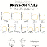 24pcs/set short square fake nails for women cute bride heart white french tips faux ongles y2k press on false nail supplies
