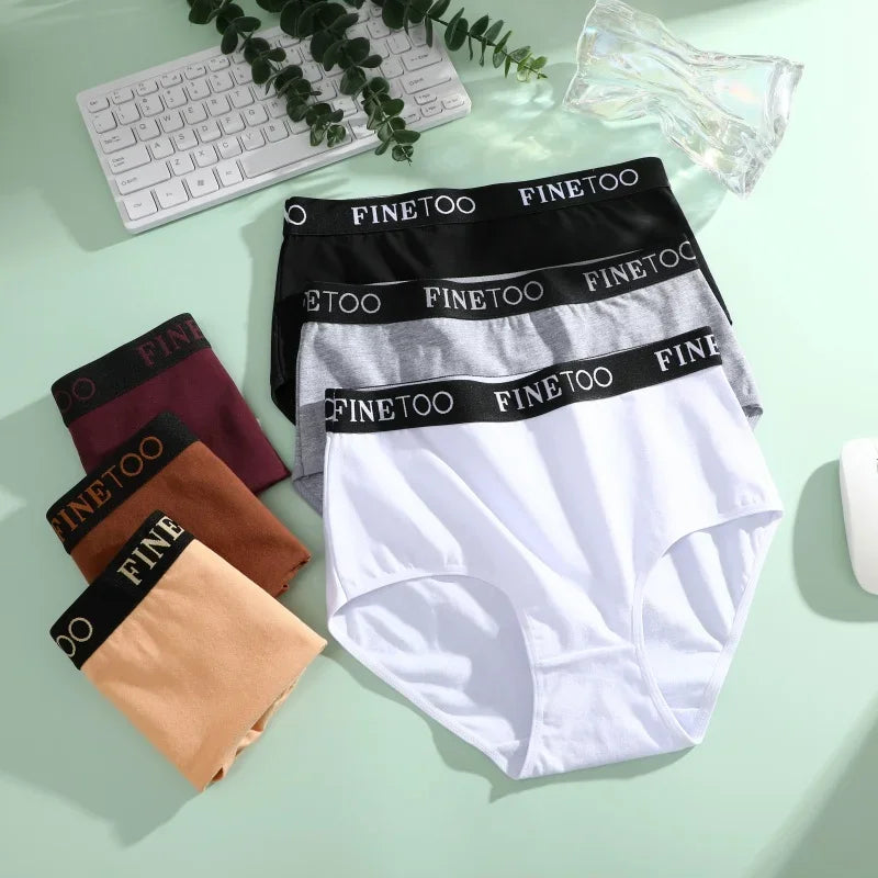 Finetoo 3Pcs Women's Cotton Briefs Women Seamless Plus SizePanties Breathable Underwear Female Low Waist Soft Lingerie S-XXL