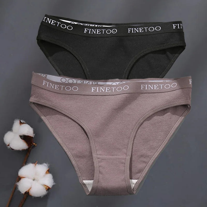 2Pcs/Set M-XXL Cotton Panties for Women Letter Belt Briefs Sexy Low Rise Underwear Ladies Panty Girl Big Size Intimates Lingerie