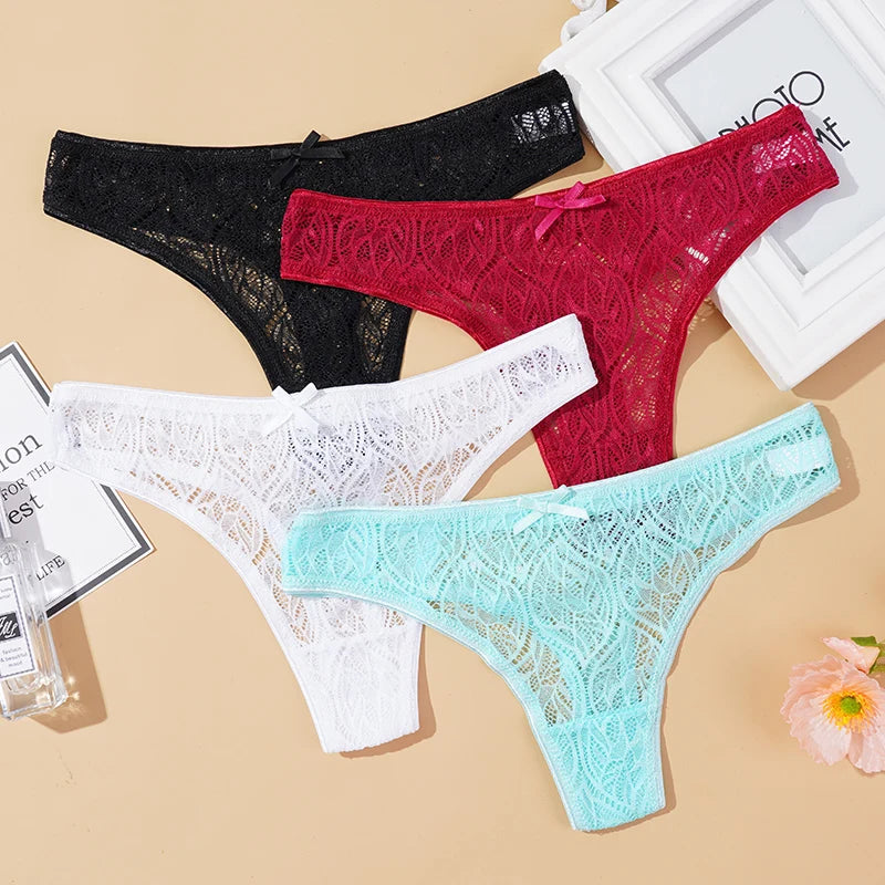 INTIMO SECRETS Lace G-String – Sexy Low-Rise Hollow Out Thong for Women