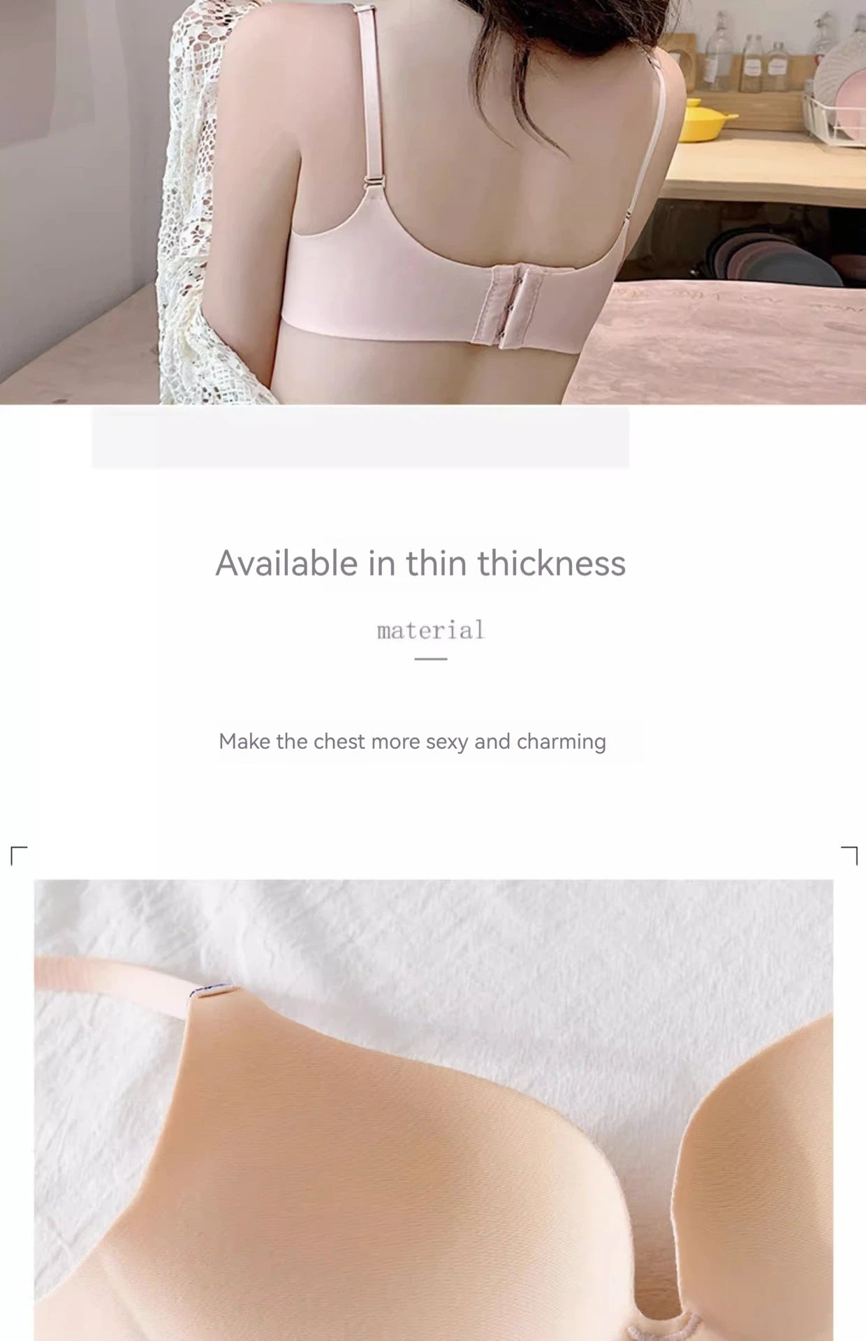 INTIMO SECRETS English Ice Silk Bra Set – Thick Cup, Wire-Free, Gathered Lingerie