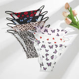 4Pcs/Set Graphic Print Briefs Women Seamless Ultra-thin Panties Sexy Low Waist Leopard Love Underwear Girls Breathable Lingerie