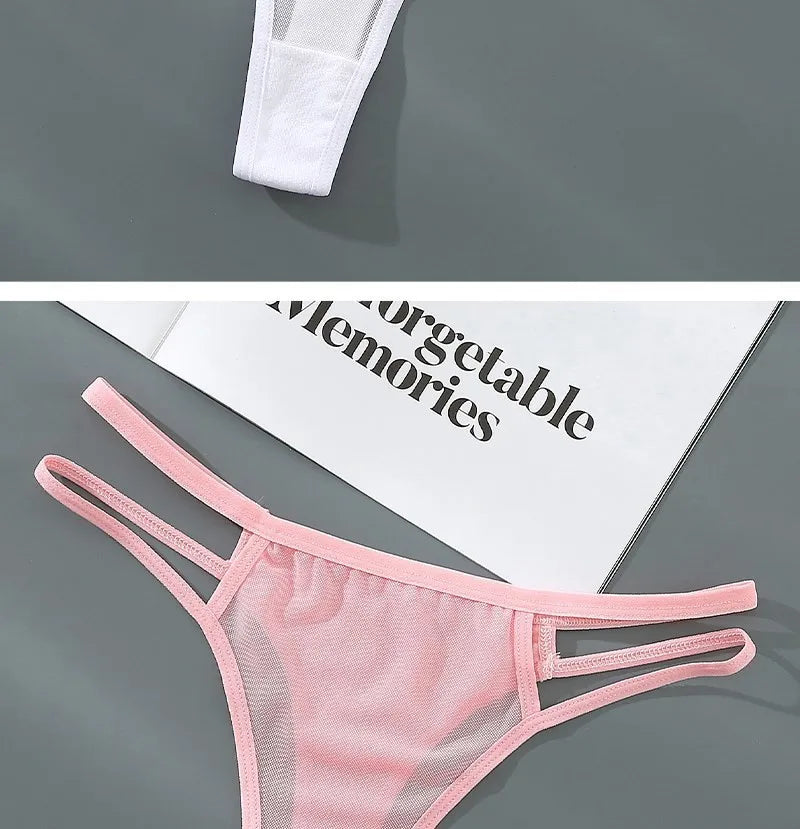INTIMO SECRETS Transparent Hollow-Out G-String – Traceless Sexy Thong with Cotton Crotch