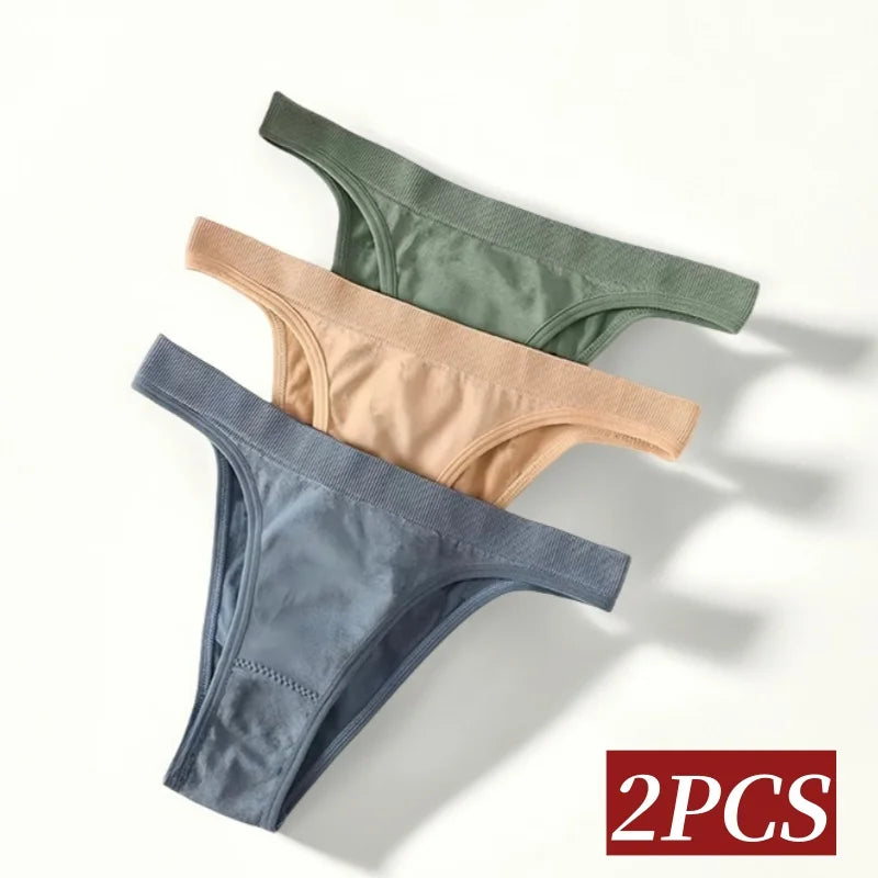 INTIMO SECRETS 2-Pack Brazilian G-String Set – Seamless High-Leg Thong with 100% Cotton Gusset & Sporty Wide Waistband