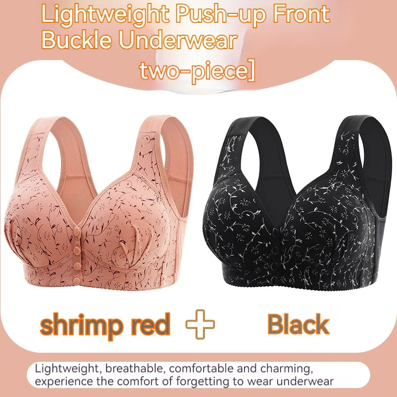 INTIMO SECRETS Women’s Floral Wireless Bra – Breathable Comfortable Front-Button Traceless