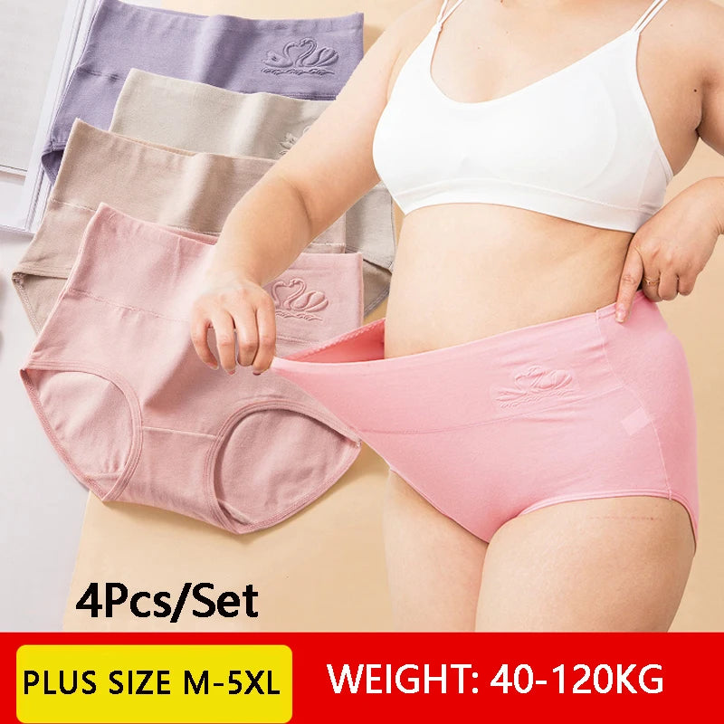 INTIMO SECRETS 4PCS High Waist Cotton Panties – Plus Size Women’s Lingerie