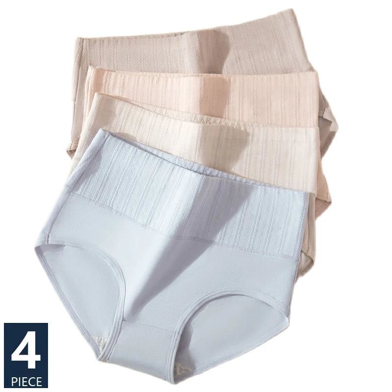 INTIMO SECRETS 4PCS High Waist Cotton Panties – Plus Size Women’s Lingerie