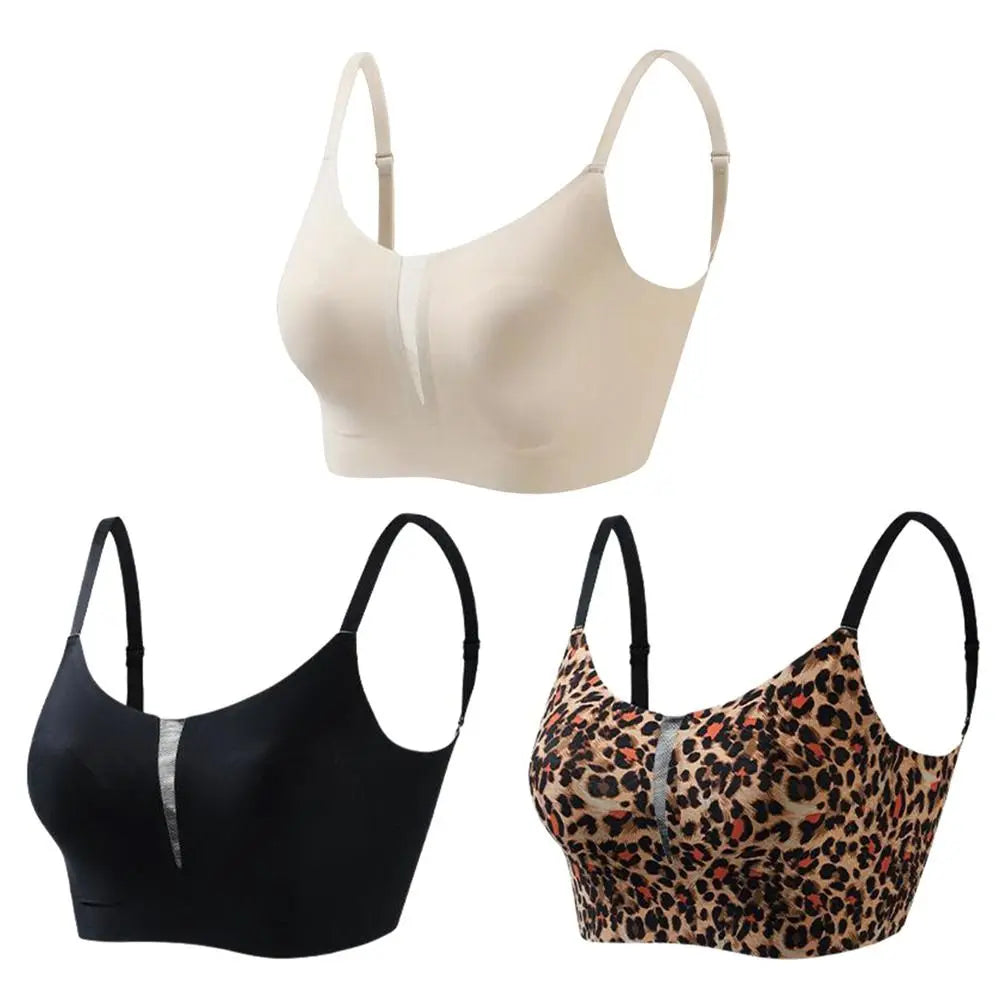 INTIMO SECRETS Leopard Print Wireless Minimizer Bra – Anti-Sag, Large Bust Support