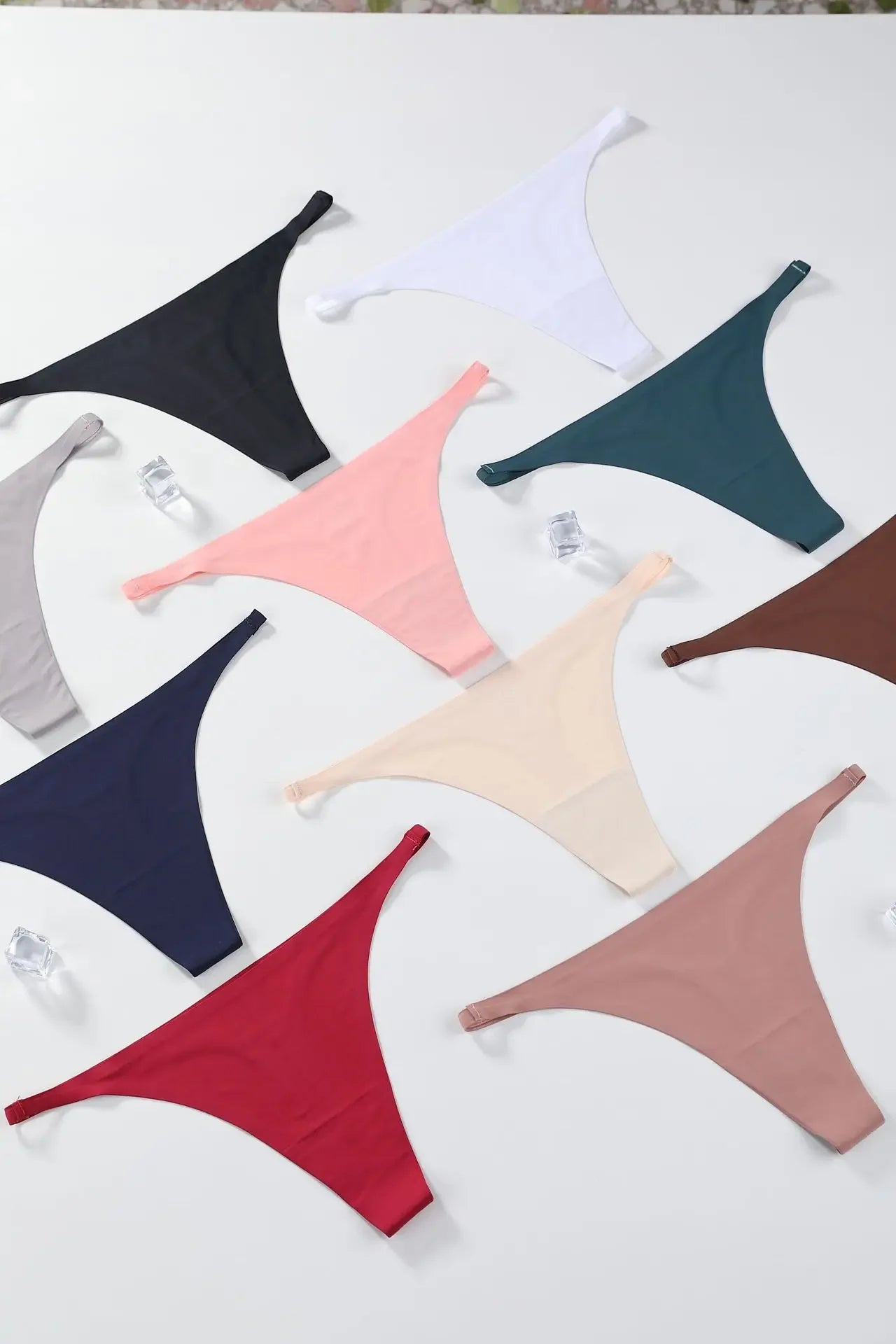 INTIMO SECRETS Bamboo Silk Seamless Thongs – Sexy V-Waist Antibacterial G-String & Breathable Soft Lingerie