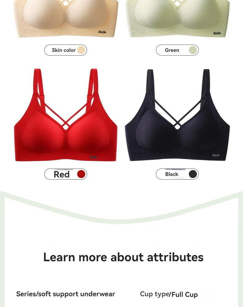 INTIMO SECRETS English Ice Silk Bra Set – Thick Cup, Wire-Free, Gathered Lingerie