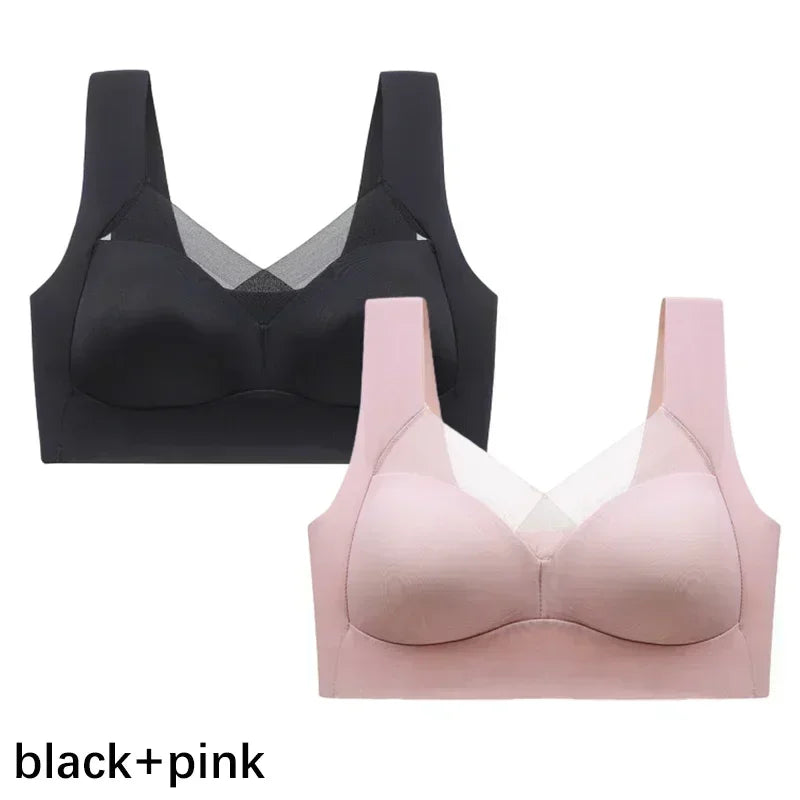 INTIMO SECRETS Plus Size Wireless Push-Up Bra – Seamless Lace Comfort