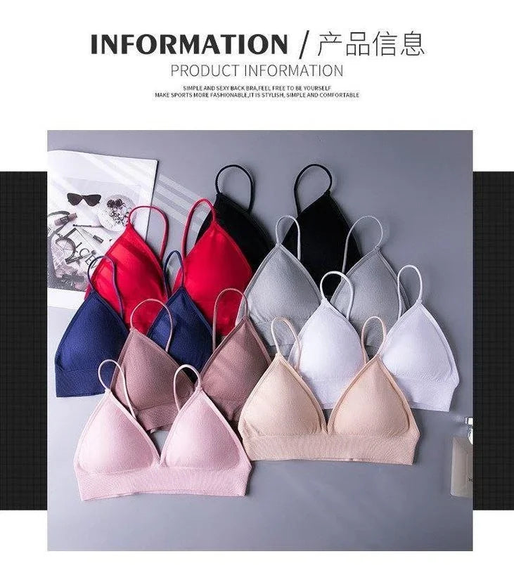 V Neck Seamless Triangle Cup Bra Camisole Underwear Wrapped Chest Women S M L Breathable Gather Up Sports Fitness Yoga Casual