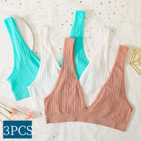 INTIMO SECRETS 3-Piece Push-Up Bra Set – Deep V, Low Back, Seamless Solid Color