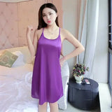 Summer Imitation Silk Nightgowns Women 2025 Sexy Sleepwear Nightwear Female  Spaghetti Strap Underwear Lace Breathable Homewear