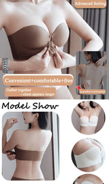 FINETOO 1PCS Women's Push-up Strapless Bras Front Buckle Brassiere Sexy Girls Small Chest Underwear Front Closure Sexy Bra