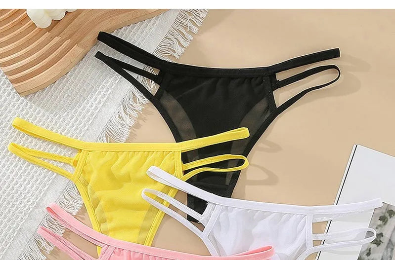 INTIMO SECRETS Transparent Hollow-Out G-String – Traceless Sexy Thong with Cotton Crotch