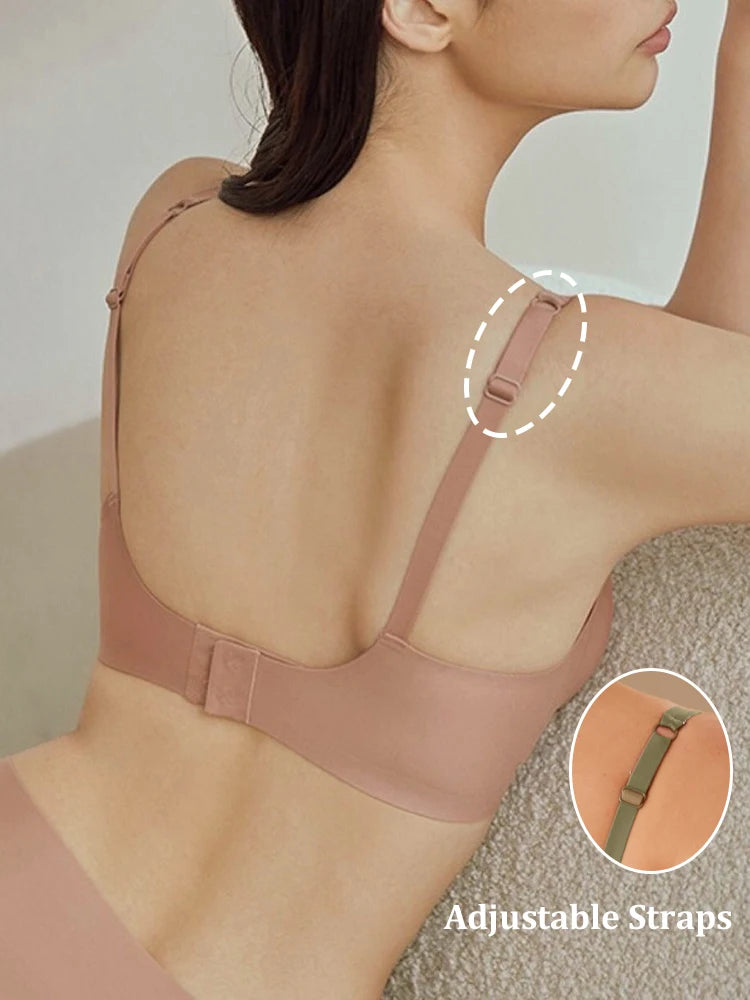 INTIMO SECRETS One-Piece Seamless Wireless Push-Up Bra Deep V Padded Bralette