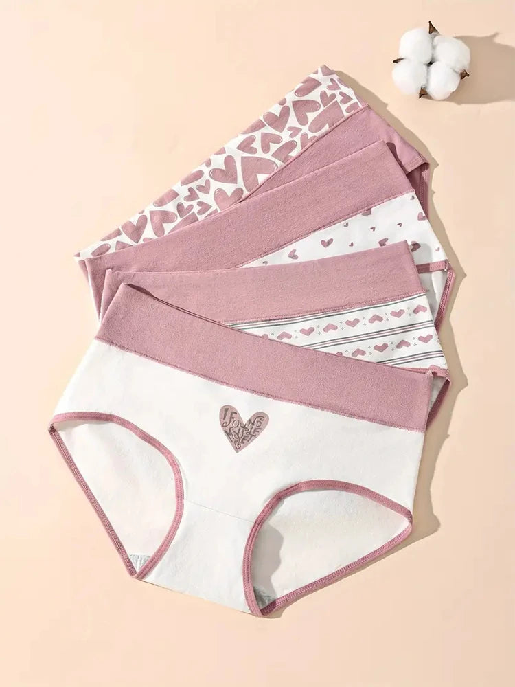 Plus Size 4Pcs Cotton Women's Panties High Waist Underwear Print Ladies Briefs Slim Unswepants Breathable Sexy Ladies Lingerie