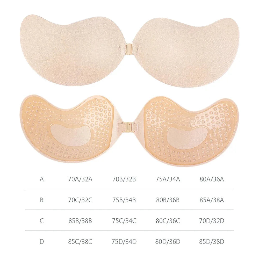 INTIMO SECRETS Women’s Invisible Push-Up Bra – Self-Adhesive Silicone Backless Strapless Bra