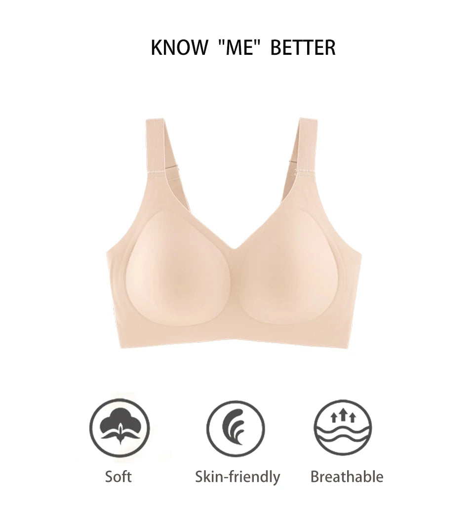 INTIMO SECRETS Plus Size Seamless Push-Up Bra – Wireless Padded Bralette (M-5XL)