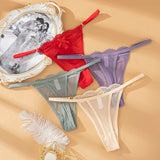 INTIMO SECRETS Women’s Sexy Low-Waist Thong – Mesh G-String, Seamless Bow Underwear