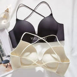 INTIMO SECRETS Women’s Thick Push-Up Bra – AA Cup, Wireless, Cross Strap, Seamless T-Shirt Bra