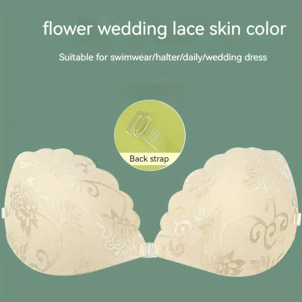 Adhesive Push Up Bra with Invisible Straps for Backless Outfits Silicone Nipple Bra Reusable Strapless Nipple Tape