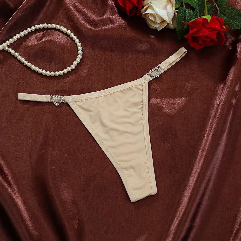 INTIMO SECRETS Sexy Heart Decor G-String - Elegant Lace Mesh Lingerie