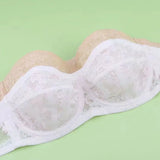 INTIMO SECRETS Women’s Mesh Lace Transparent Bra – Seamless Push-Up Invisible Lingerie for Wedding