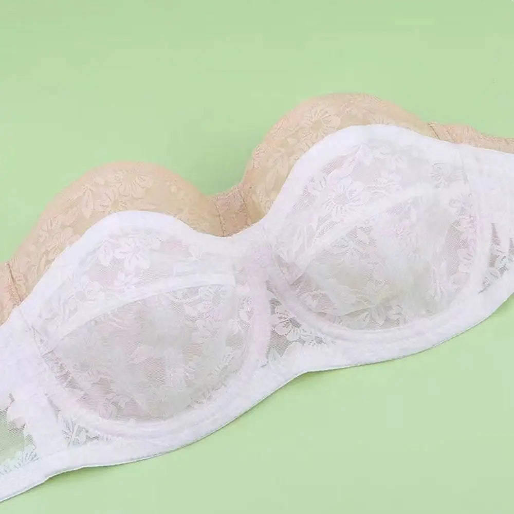 INTIMO SECRETS Women’s Mesh Lace Transparent Bra – Seamless Push-Up Invisible Lingerie for Wedding