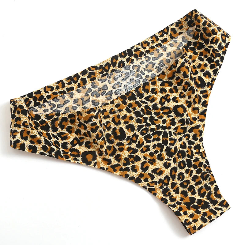 INTIMO SECRETS 3PCS Leopard Thongs – Seamless Satin G-String Underwear for Women