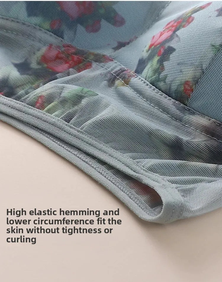 Plus Size Fixed Cup Bra Wireless Breathable Summer Thin Underwear One-Piece Vest Style for Middle-Aged And Elderly People