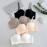 FINETOO 1PCS Women's Push-up Strapless Bras Front Buckle Brassiere Sexy Girls Small Chest Underwear Front Closure Sexy Bra