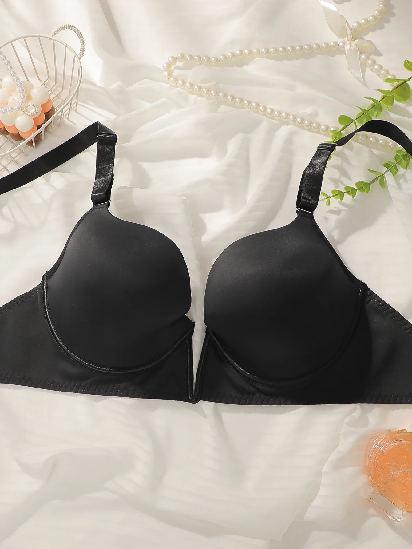 INTIMO SECRETS Comfortable Plus Size Push-Up Bra – Deep V, Adjustable Straps