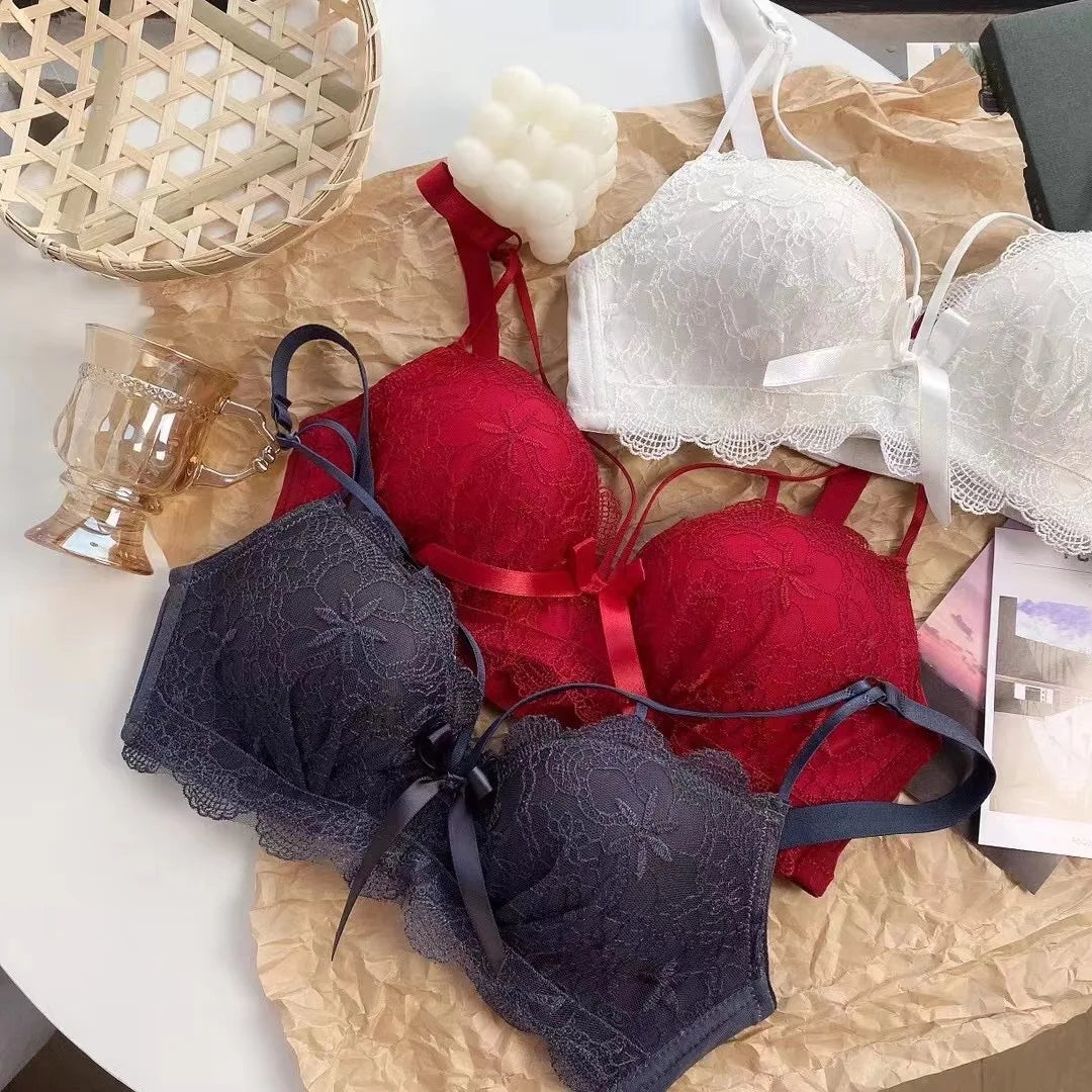 INTIMO SECRETS Women’s Lace Push-Up Bra – Small Bust Anti-Sag Active Bra