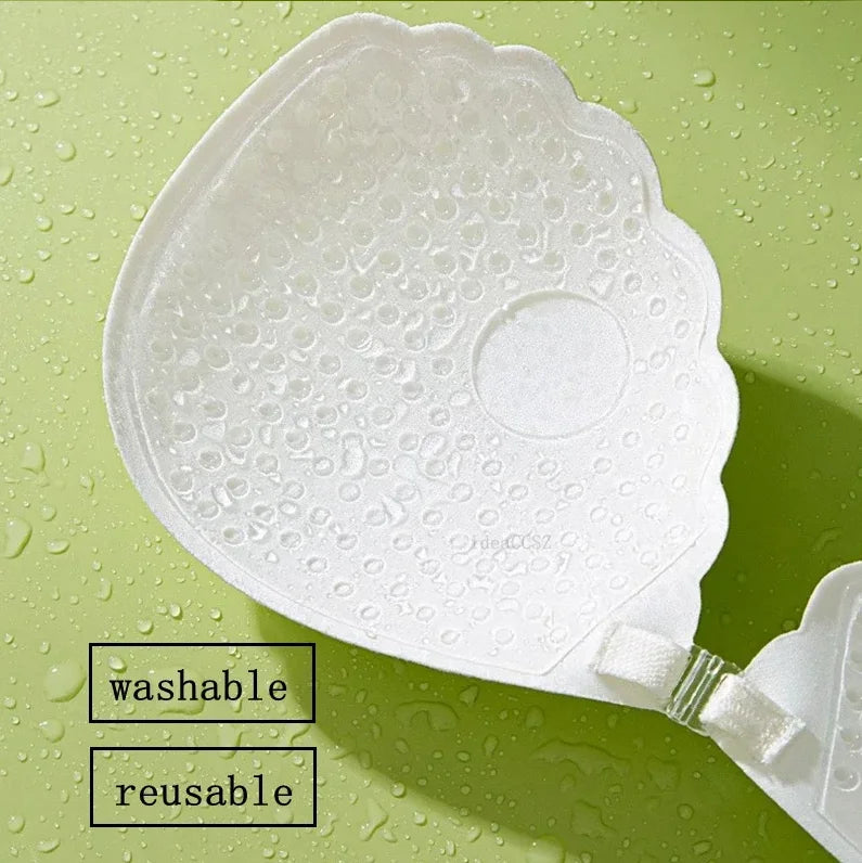 Women Silicone Chest Stickers Lace Push Up Waterproof Nipple Cover Invisible Self-Adhesive Nipple Tape Reusable Strapless Bra