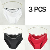 3PCS Women's Cotton Underwear High Elastic Letter Waistband Briefs Solid Color Fashionable Sports Soft Underwear