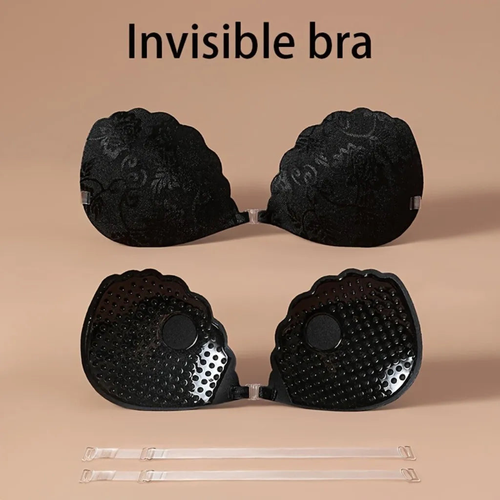 Adhesive Push Up Bra with Invisible Straps for Backless Outfits Silicone Nipple Bra Reusable Strapless Nipple Tape