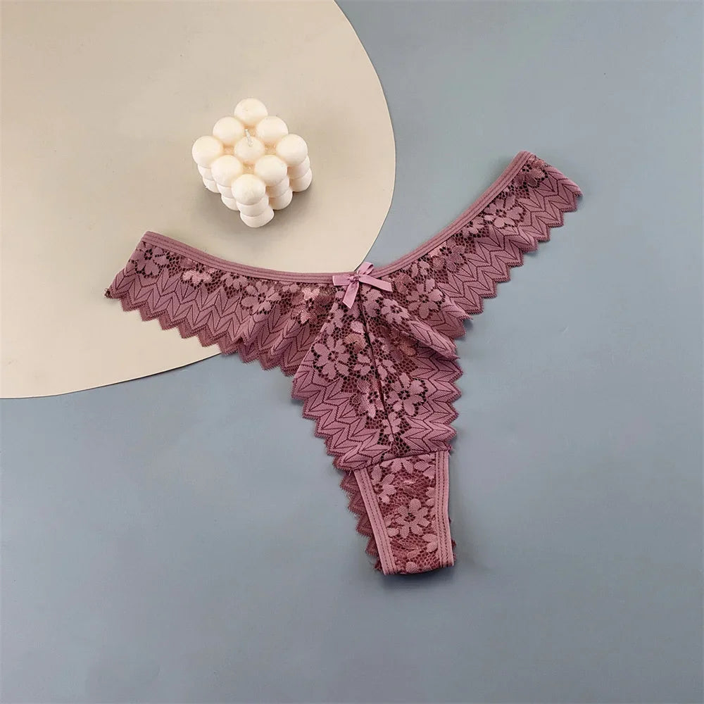 INTIMO SECRETS 3PCS Lace Thongs – Transparent Mid-Waist G-Strings Plus Size